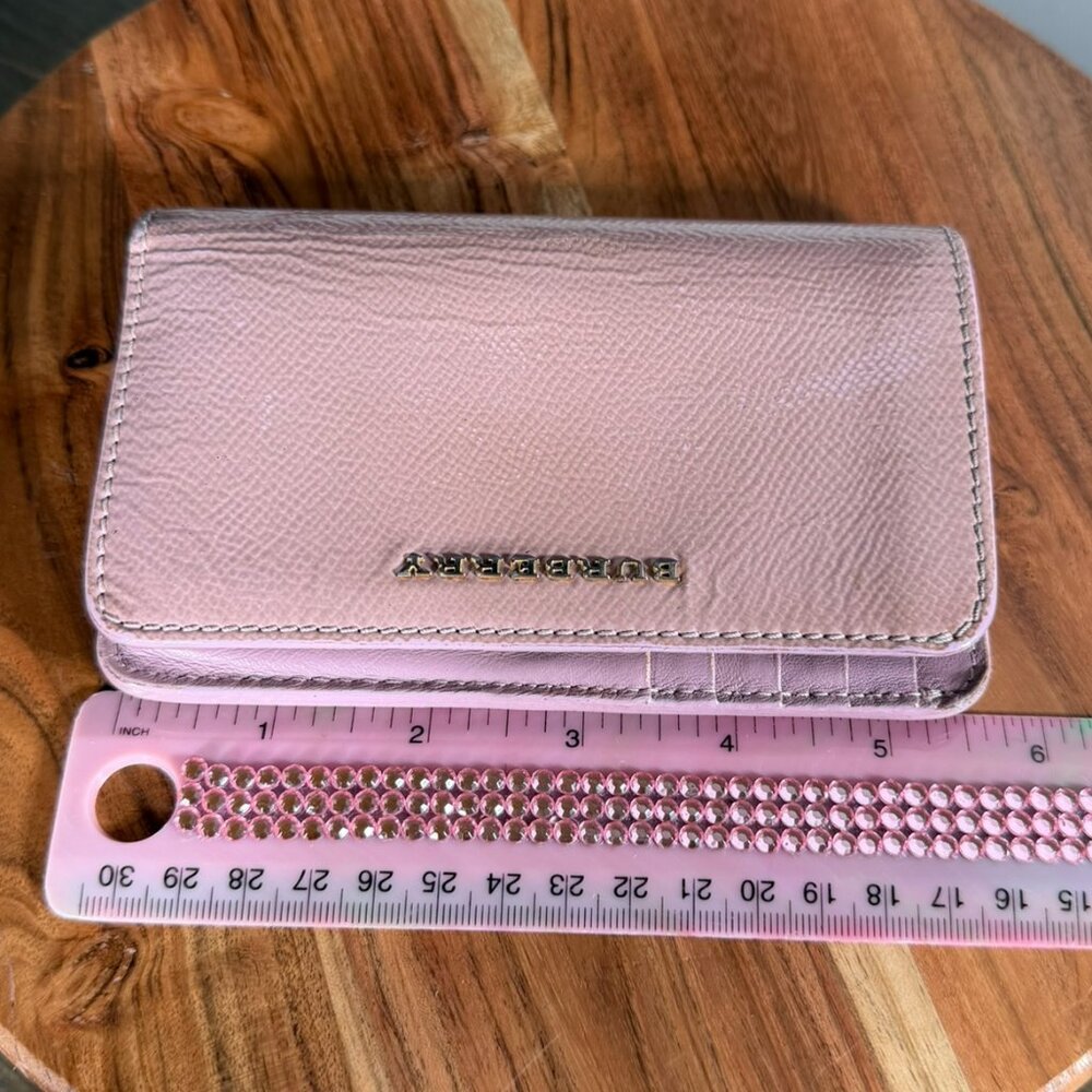 Burberry Blush Pink Leather Bifold Wallet Gold Logo Compact Card Holder - Picture 7 of 9